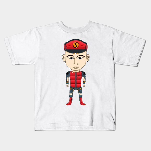 Mecha Cyborg Captain Scarlet Style Kids T-Shirt by rolingt